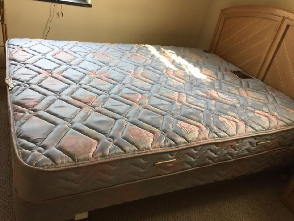 Queen bed-headboard & frame, mattress & boxspring
