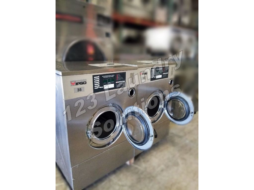 Coin Operated Ipso Stainless Steel, Front Load Washer 35lbs 1Ph 240v 60Hz Used