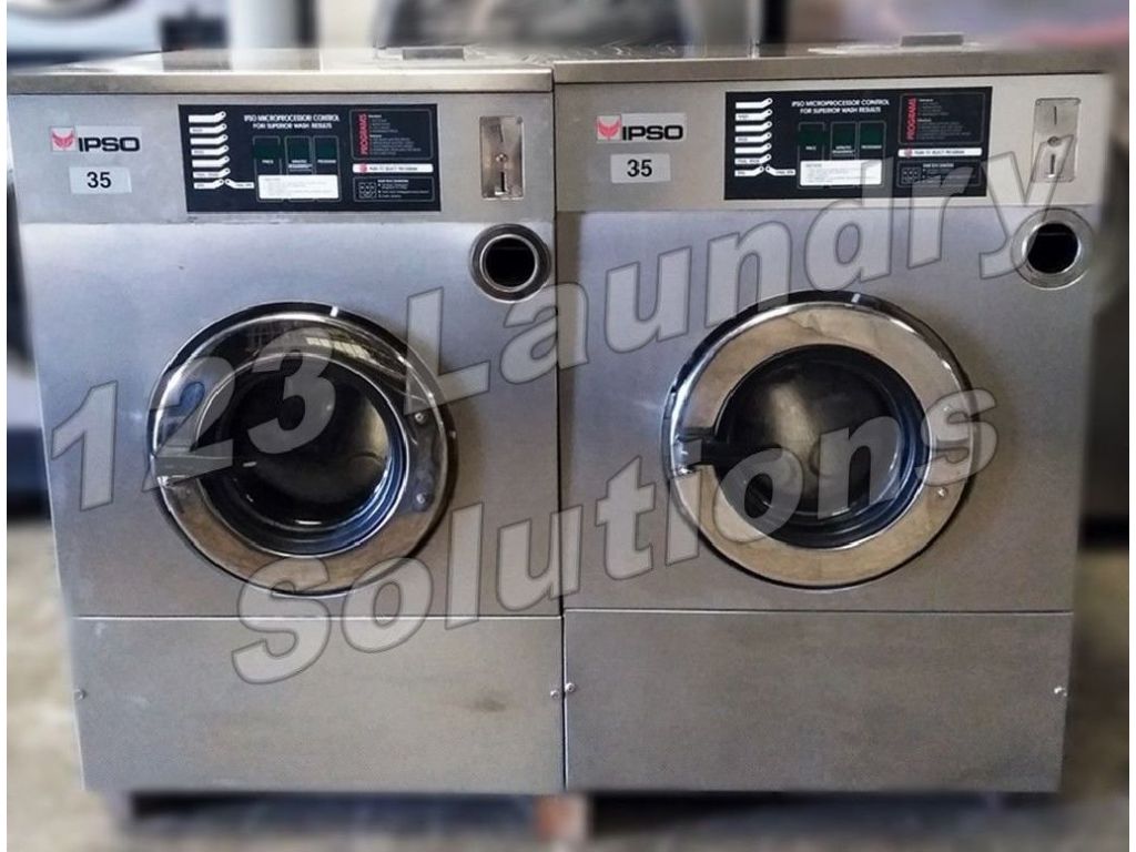 Coin Operated Ipso Stainless Steel, Front Load Washer 35lbs 1Ph 240v 60Hz Used