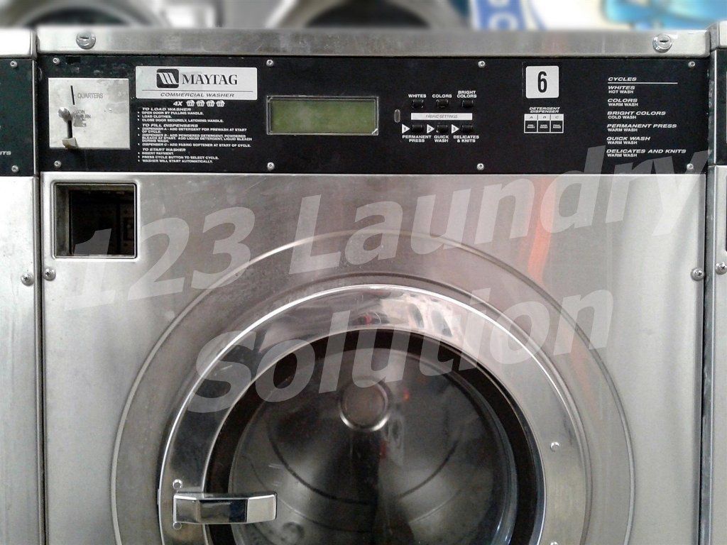 Coin Operated Maytag Front Load Washer Coin Op 40LB MFR40PDCTS 1PH Stainless Steel Used