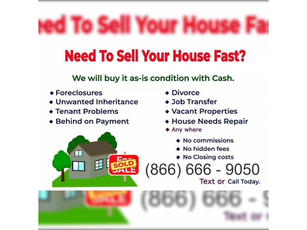 We buy houses in cash! Anywhere All types All situations. Best cash offer!