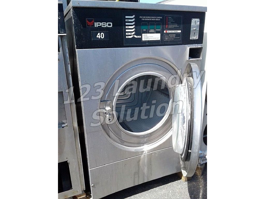 Coin Operated IPSO Front Load Washer 40LB WE181C 1PH 220V Stainless Steel Finish Used