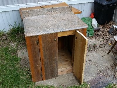 Cypress cabinet with marble top real heavy duty