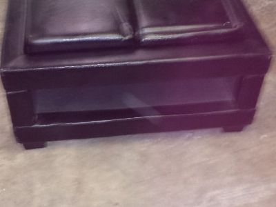 Leather ottoman with removable trays, coffee table & small table with drawer