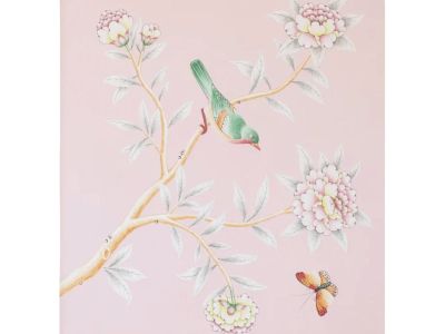 Chinoiserie Hand Painted Gracie Painting, "Holt's Garden"