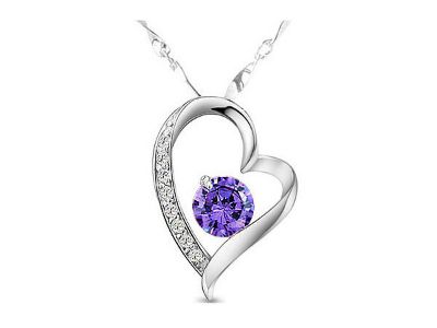 Amethyst Heart Pendant Necklace