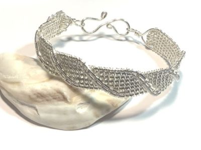 Silver Wire Weave Bracelet with Twist Design