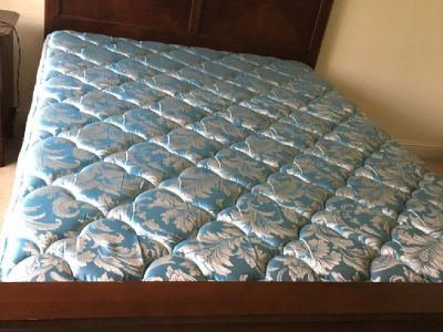 Queen size mattress, headboard, box spring, and bed frame