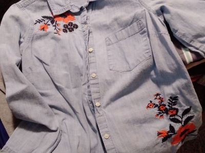 Like New, Old Navy The Classic Shirt Misses Embroidered Denim Shirt- Size S/P