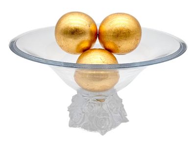 Set of 3 Hand Blown Gold Leaf Glass Orbs With Clear Centers – Decorative Art Glass Spheres