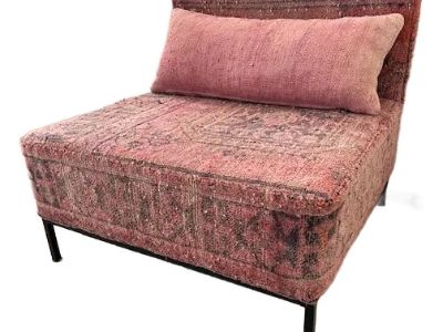 Pink Turkish Rug Upholstered Steel Base Chair Custom by Abc Carpet and Home Nyc