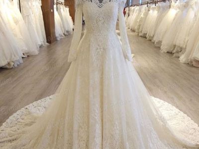 Carlies A Line Long Sleeve Wedding Gown
