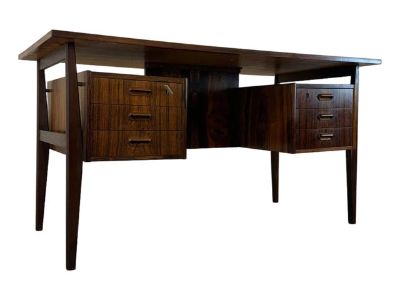 1960s Tibergaard Danish Rosewood Desk Designed by Gunnar Nielsen Tibergaard