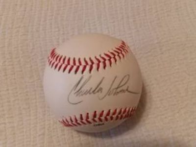 Charles Johnson Florida marlins catcher signed baseball non graded