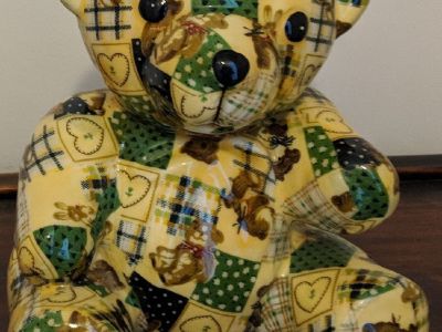 Vintage Ceramic Decoupage Teddy Bear