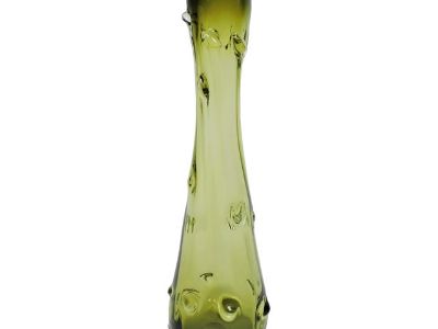 Mid Century Modern Large Green Art Glass Handblown Glob Vase