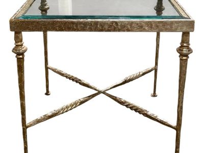Nancy Corzine White Gold Gilt Metal Side Table 1 of 2 Available