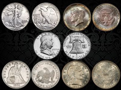 Kennedy Silver Half Dollars, Franklin, Walking Liberty Silver Coins