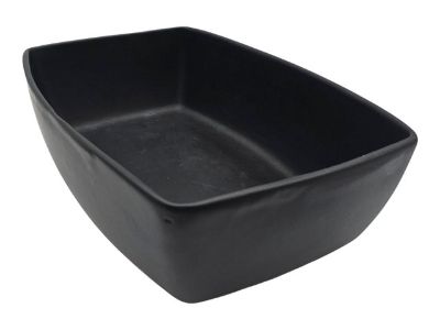 Modernist Signed “Art Matters” Rectangular Matte Black Centerpiece Clay Vessel