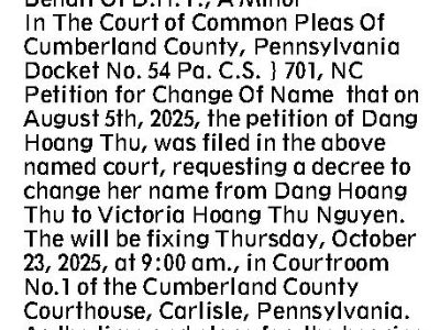 Petition For Change Of Name Filed by Huynh Thanh Tuyen (Mother) On Behalf Of D.H.T.,...