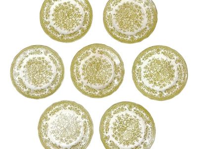 Antique Royal Staffordshire Avondale Green Plates - Set of 7