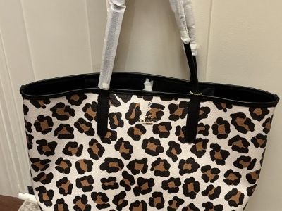 New Coach Leather Ocelot Leopard Print Tote - NWT