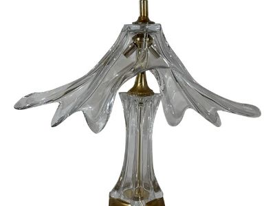 Cofrac Art Verrier Sculptural French Crystal Table Lamp With Brass Base – 24% Lead Crystal