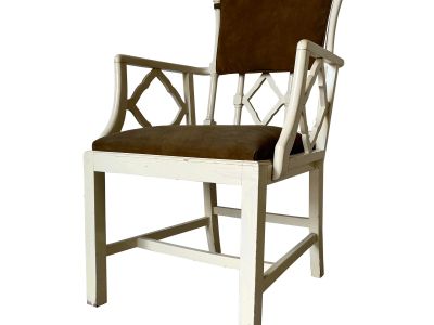 Palm Beach Hollywood Regency Chippendale Wood Arm Accent - Desk Chair W/Lattice Back Design