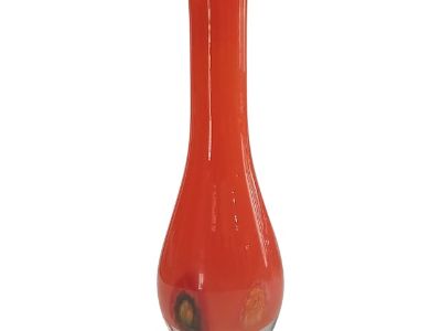 Mid-Century Murano Attributed Sommerso Vase With Millefiori Accents - Orange