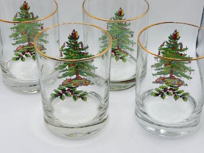 4 Spode Christmas Double Rocks glasses