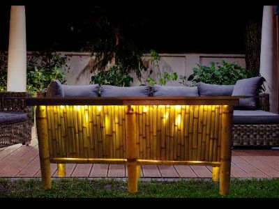 Bamboo Tiki Bar, patio table, outdoor bar, Tropical deck table