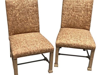 Vintage Side Chairs in Fortuny Fabric - a Pair