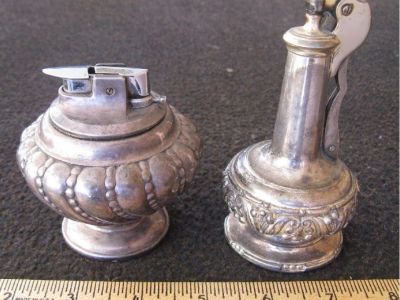 *~~~ Vintage RONSON LIGHTERS ~ Two Silver Plate Lighters ~~~*