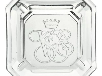 1990s Vintage Venice-Simplon Orient Express, Vsoe Square Glass Monogrammed Ashtray