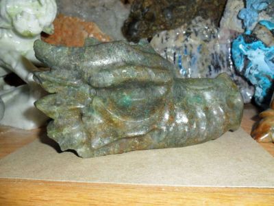 NATURAL GENUINE EMERALD GEMSTONE CRYSTAL DRAGON HEAD SKULL CARVING EXTRA LARGE