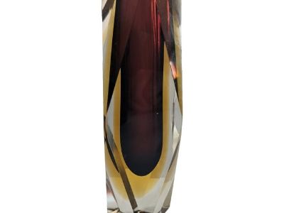 Mid-Century Murano Attributed Oxblood Amber Geode Vase - Attributed to Flavio Poli for Mandruzzato