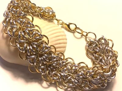 Silver & Gold Celtic Chainmaille Bracelet