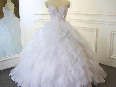 Renee's Organza Ruffle Strapless Wedding Dress