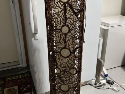 Italian Rattan and fabric floor lamp