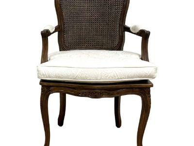 Vintage Louis XV Style Caned Fauteuil Armchair