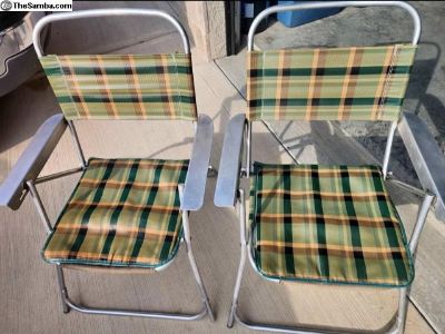 Vintage Aluminum Camping Chairs Like Westy Plaid