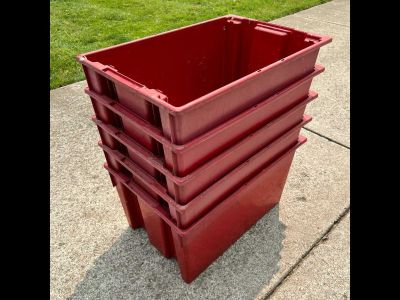5 industrial plastic containers (29.5 L x 19 W x 15 H)