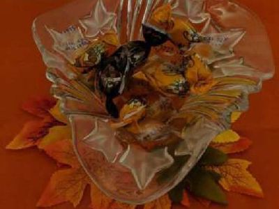 Clear Thick Glass Frosted Autumn Leaves Candy Dish in Novato, CA