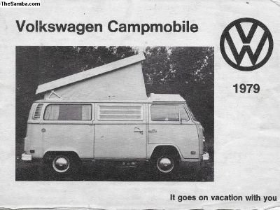 1979 Westfalia Bus Camper Instruction Manual