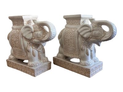 1990s Vintage Korean Elephant Side Tables - Set of 2