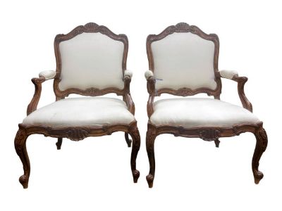 1990s Vintage Pair of French Louis XIV Style Armchairs