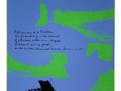 Corita Kent “Everyman Is a Proteus”, 1972 — Signed Serigraph, E 260, 23×23, Unframed