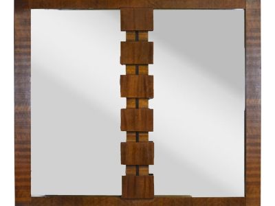 Mid Century Lane Brutalist Walnut Wall Mirror