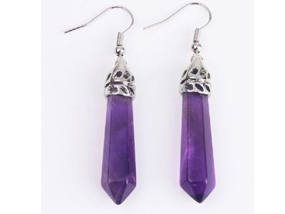 Amethyst Crystal Pillar Earrings