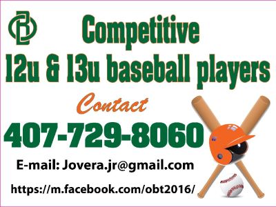 Baseball Tryouts July 29th, 2017